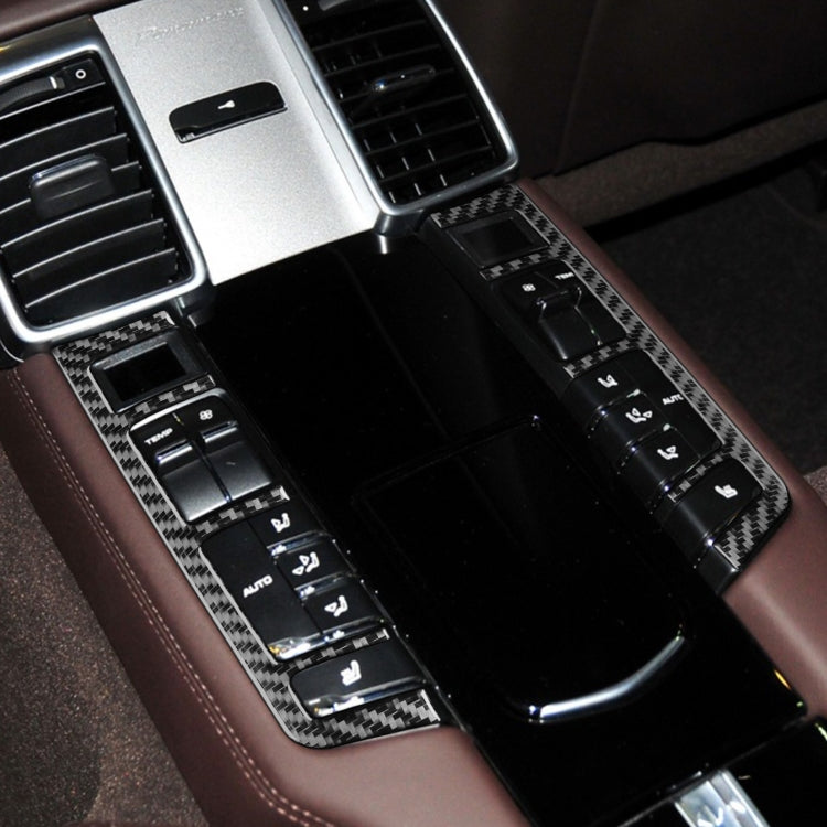 適用於保時捷帕拉梅拉 2010-2016 汽車碳纖維後排功能按鍵框裝飾貼紙 左右駕