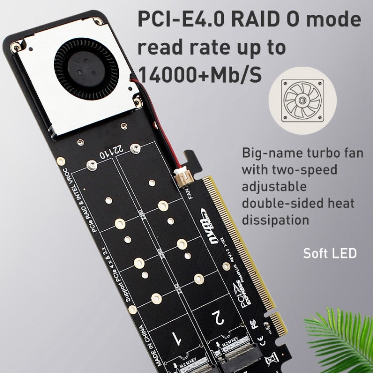 PCIe X16 to M.2 M-key NVMEx4 SSD RAID 轉換卡