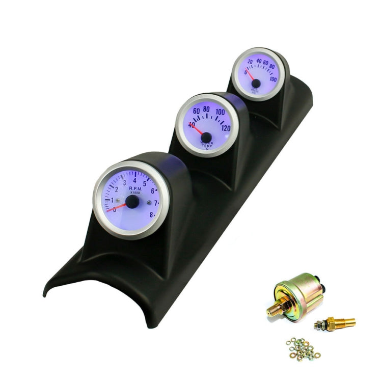 汽車改裝三合一轉數表水溫表油壓表 帶左駕三孔儀錶架