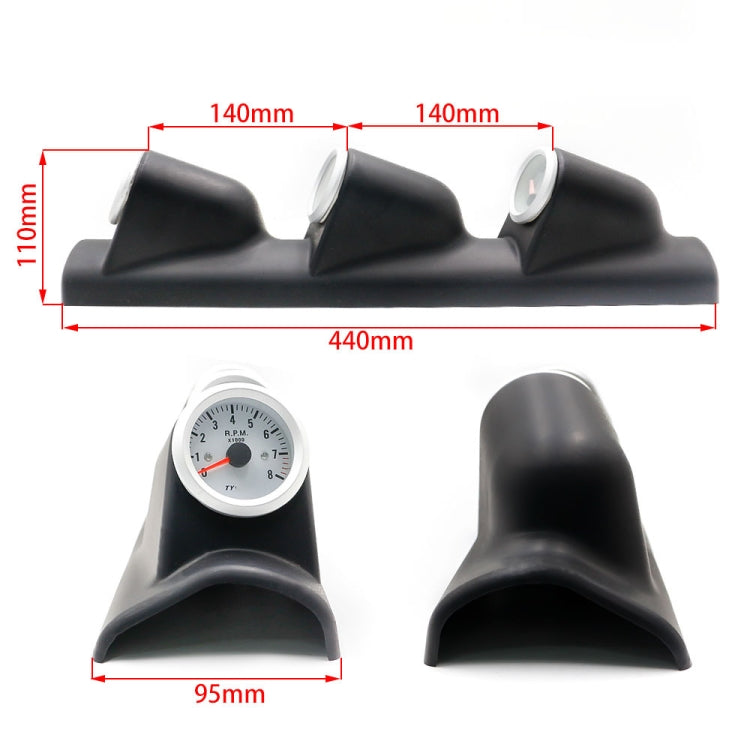 汽車改裝三合一轉數表水溫表油壓表 帶左駕三孔儀錶架