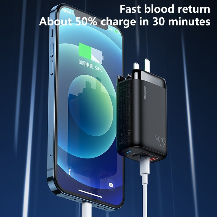 REMAX RP-U55領界系列 65W USB+雙Type-C接口氮化鎵快充充電器，規格:美規