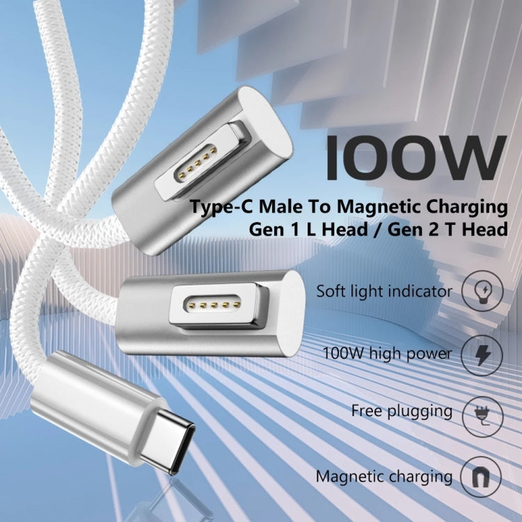 100W 5 Pin磁頭（T頭2代）轉 Type-C PD快充線，線長：1.8m