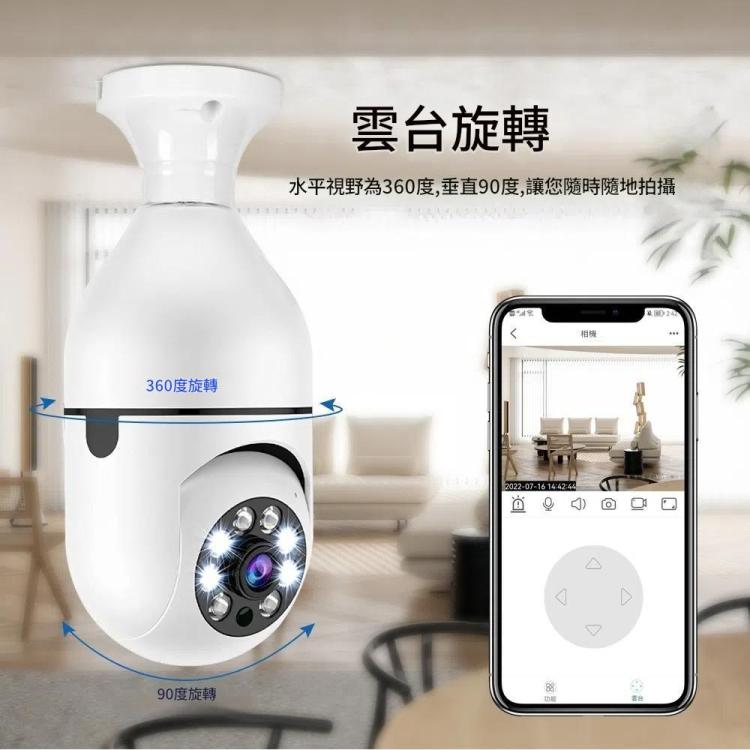 A6 2MP高清燈泡WiFi攝像頭 支持移動偵測/雙向語音/夜視/TF卡