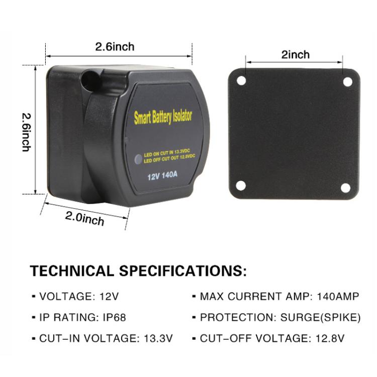 12V 140A汽車遊艇房車智能雙電池隔離控制器 帶繼電器