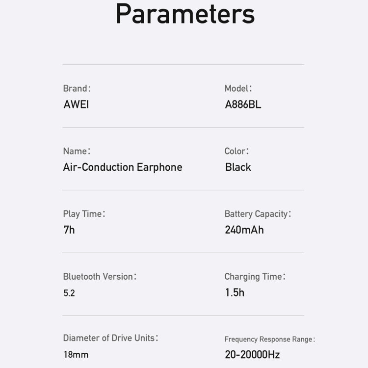 awei A886BL氣傳導運動無線耳機