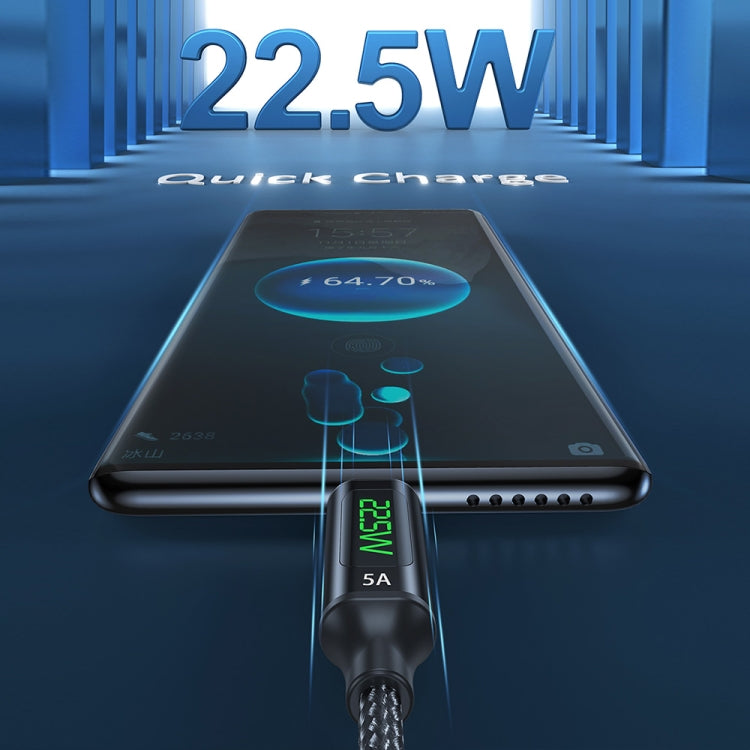 awei CL-123L 1米 USB 轉 Type-C 數顯快充線, CL-123T