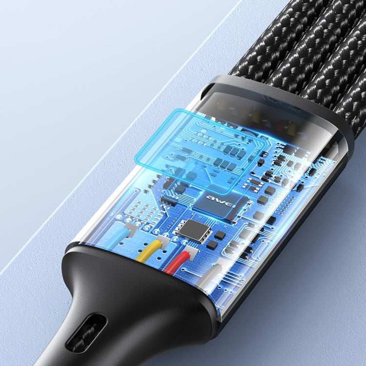 awei CL-129 4合1 USB轉Type-C轉8Pin轉Micro USB 多用途充電線, CL-129