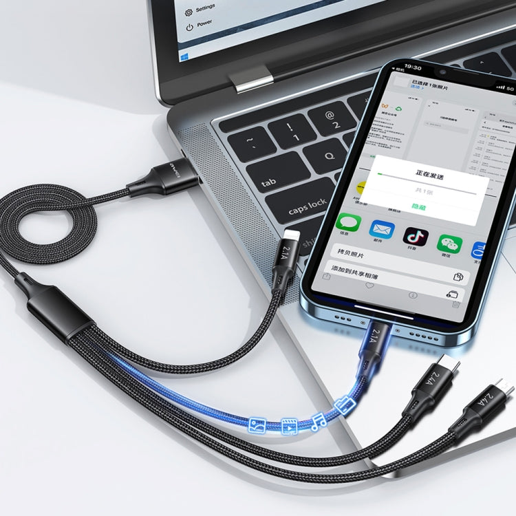 awei CL-129 4合1 USB轉Type-C轉8Pin轉Micro USB 多用途充電線, CL-129