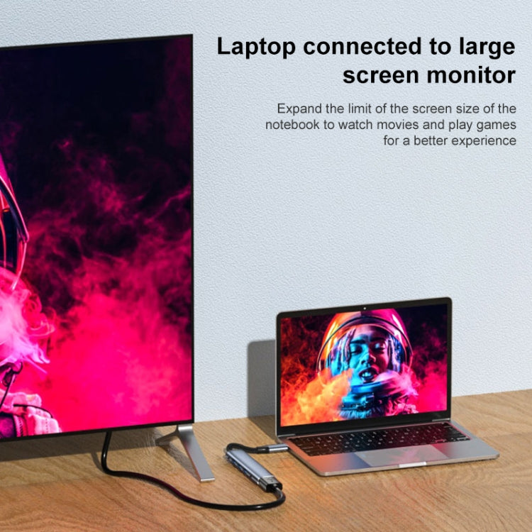 Y002 六合一 Type-C轉VGA+HDMI +雙USB+雙Type-C接口 多功能轉接器