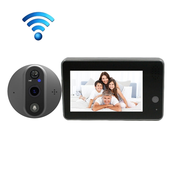 SY-38 4.3寸彩屏塗鴉款 WIFI貓眼可視門鈴 支持夜視&移動偵測&遠程對講