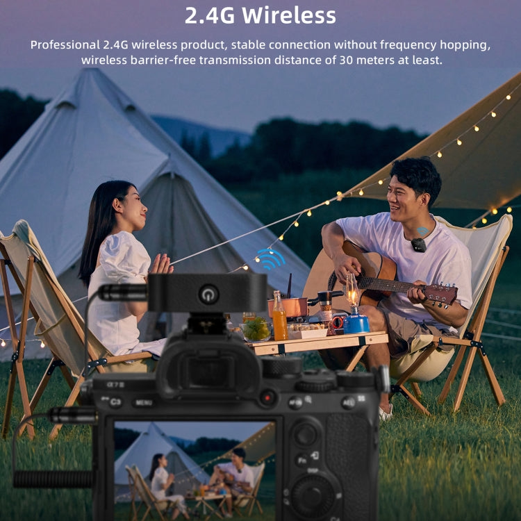 突音 GF525 1拖2直播2.4G無線領夾式麥克風 帶LED显示屏