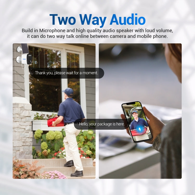 ESCAM QF370 3MP 雲存儲 WIFI PIR報警IP攝像頭，帶太陽能面板 支持夜視&雙向音頻