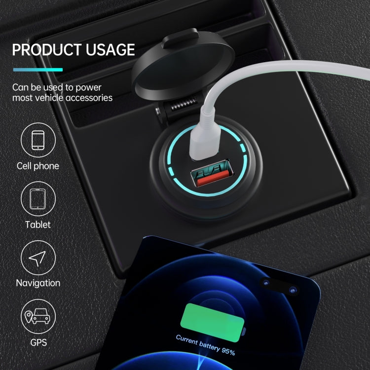 ZH-1786A2 QC3.0 USB-A+Type-C雙接口車載充電器，線長：60cm