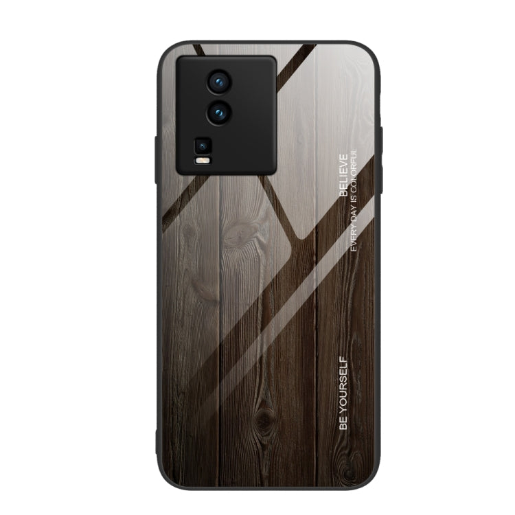 適用於vivo iQOO Neo7 木紋玻璃手機保護殼