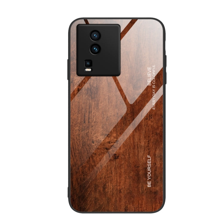 適用於vivo iQOO Neo7 木紋玻璃手機保護殼