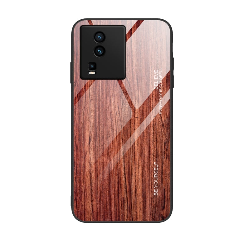 適用於vivo iQOO Neo7 木紋玻璃手機保護殼