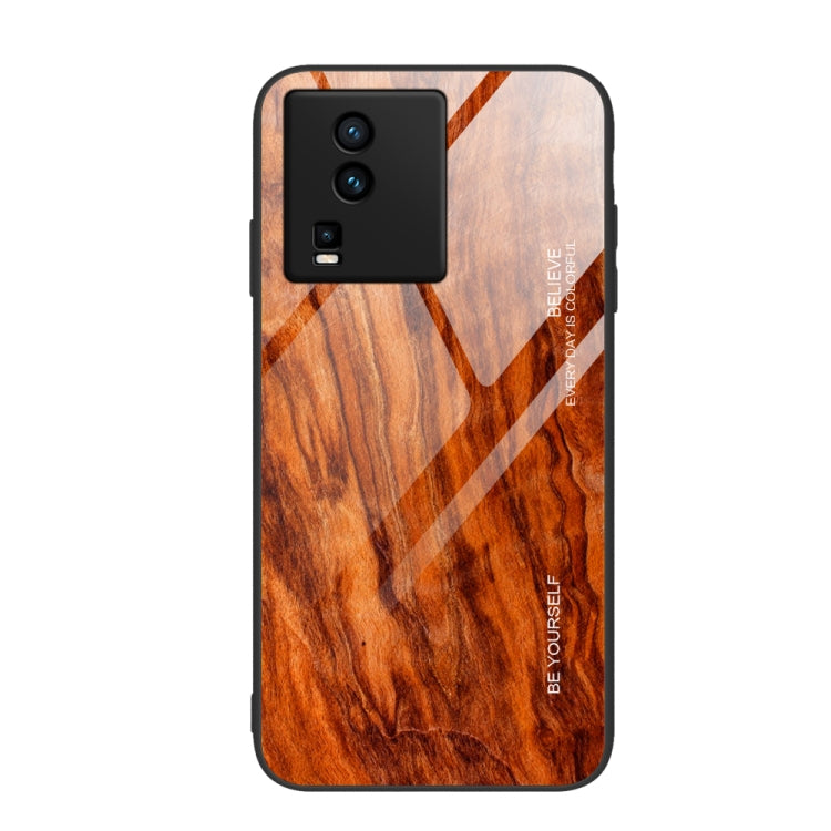 適用於vivo iQOO Neo7 木紋玻璃手機保護殼