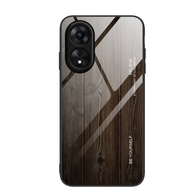 適用於OPPO A17 木紋玻璃手機保護殼