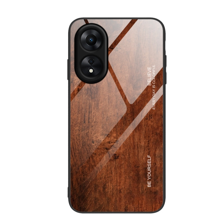 適用於OPPO A17 木紋玻璃手機保護殼