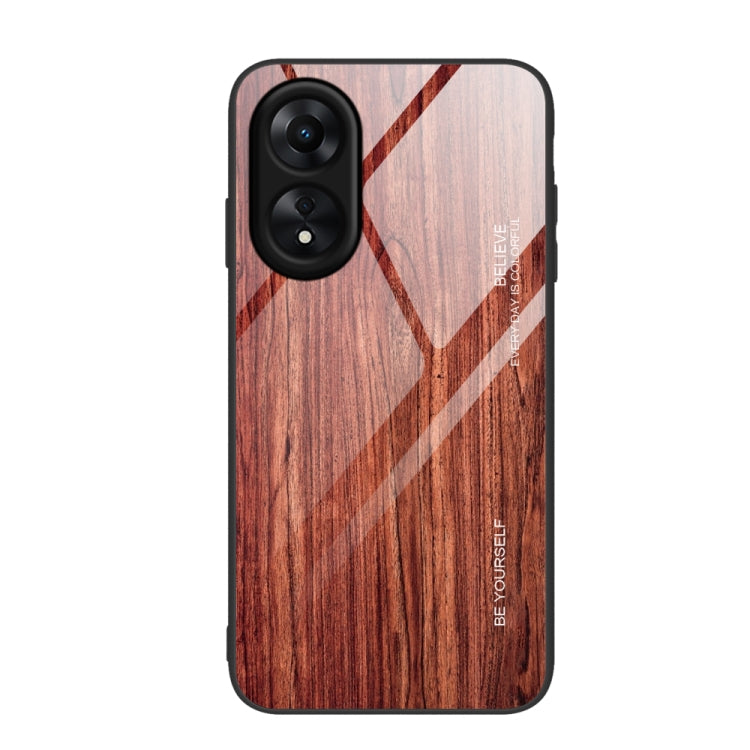 適用於OPPO A17 木紋玻璃手機保護殼