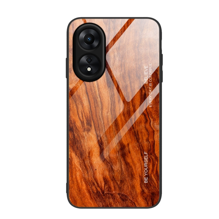 適用於OPPO A17 木紋玻璃手機保護殼