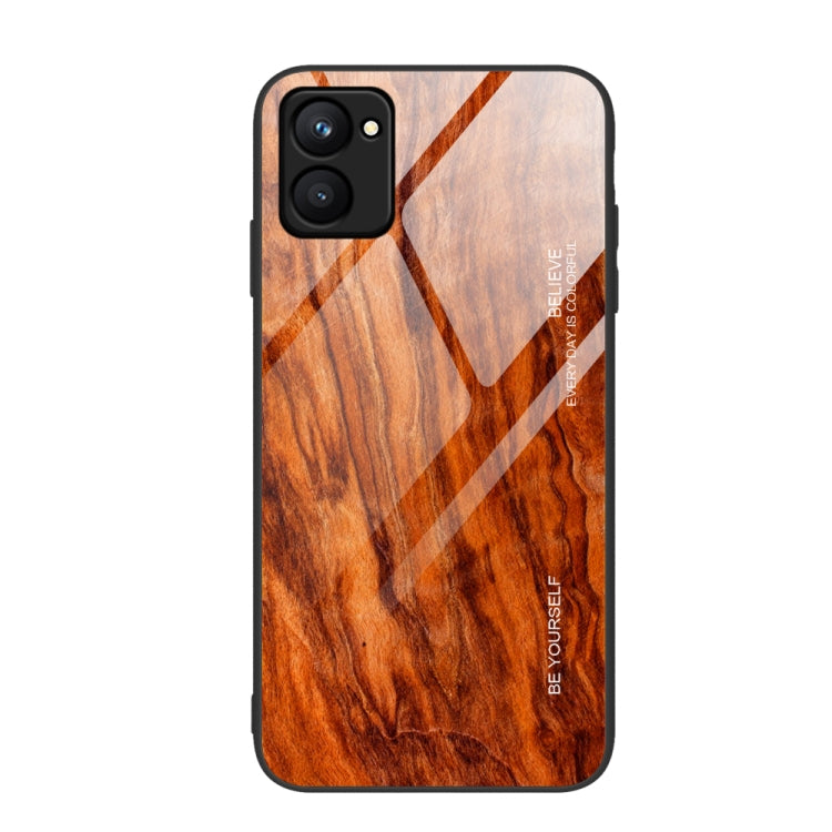 適用於Realme C33 木紋玻璃手機保護殼