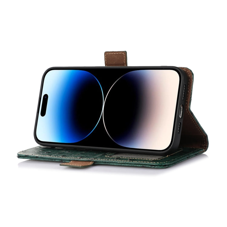 適用於Motorola Moto E13 4G 2023 真皮鴕鳥紋RFID防盜刷手機皮套