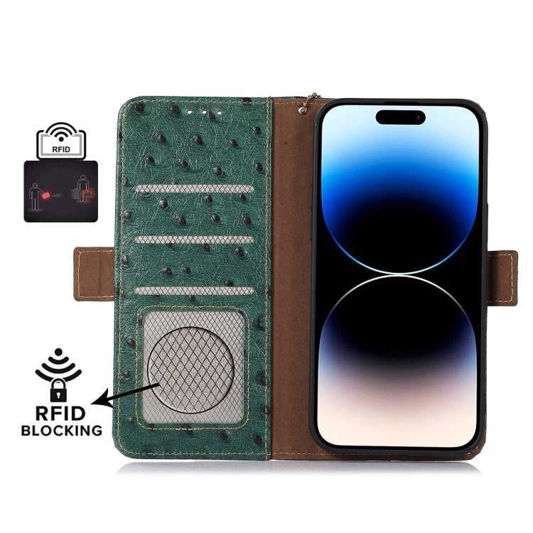 適用於OPPO Reno8 T 4G 真皮鴕鳥紋RFID防盜刷手機皮套