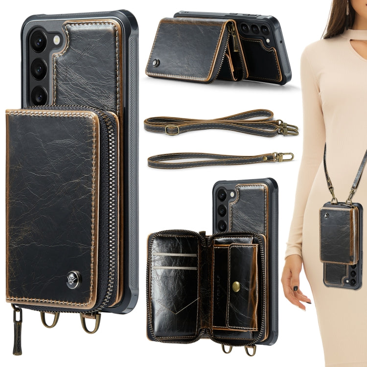 For Samsung Galaxy S23+ 5G JEEHOOD C22 Series Zipper Wallet Leather Phone Case with Dual Lanyard, For Samsung Galaxy S23+ 5G
