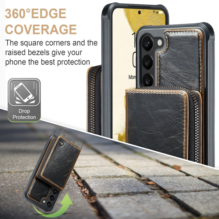 For Samsung Galaxy S23+ 5G JEEHOOD C22 Series Zipper Wallet Leather Phone Case with Dual Lanyard, For Samsung Galaxy S23+ 5G