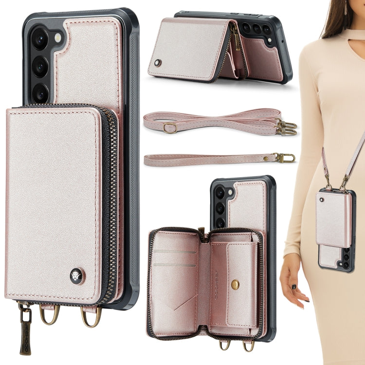 For Samsung Galaxy S23+ 5G JEEHOOD C22 Series Zipper Wallet Leather Phone Case with Dual Lanyard, For Samsung Galaxy S23+ 5G