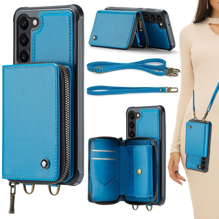 For Samsung Galaxy S23+ 5G JEEHOOD C22 Series Zipper Wallet Leather Phone Case with Dual Lanyard, For Samsung Galaxy S23+ 5G