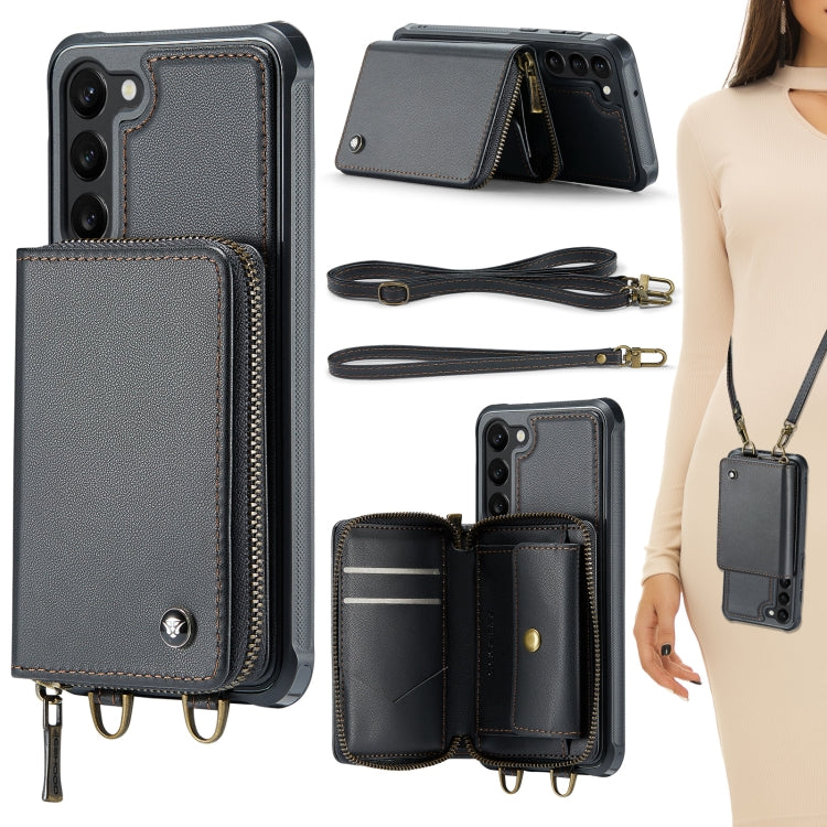 For Samsung Galaxy S23+ 5G JEEHOOD C22 Series Zipper Wallet Leather Phone Case with Dual Lanyard, For Samsung Galaxy S23+ 5G