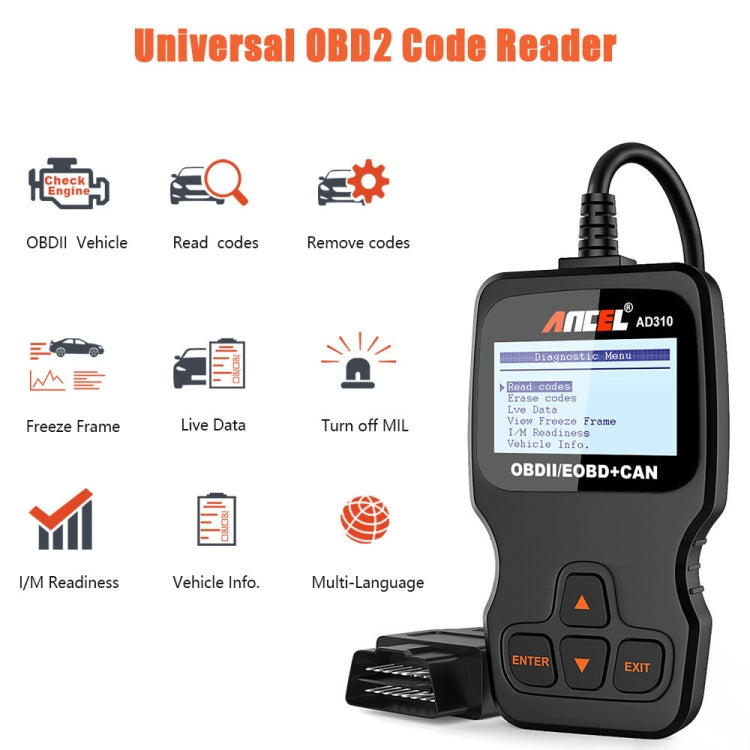 Ancel AD310 CAN OBD2 汽車發動機故障檢測儀