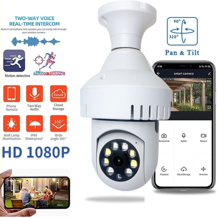 DP36 1080P 煙霧報警燈泡WiFi攝像頭 支持紅外夜視 / 移動偵測 / 雙向語音