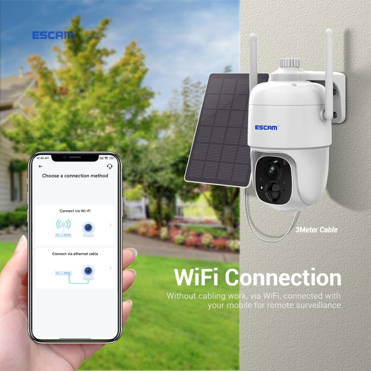 ESCAM G24 3MP WiFi智能夜視雙向語音對講太陽能攝像機支持全高清AI識別 PIR報警