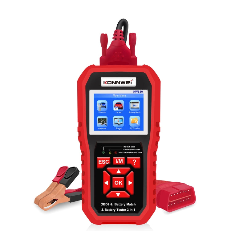 KONNWE KW880 三合一 汽車OBD2故障診斷儀+電池檢測儀+電池匹配重置