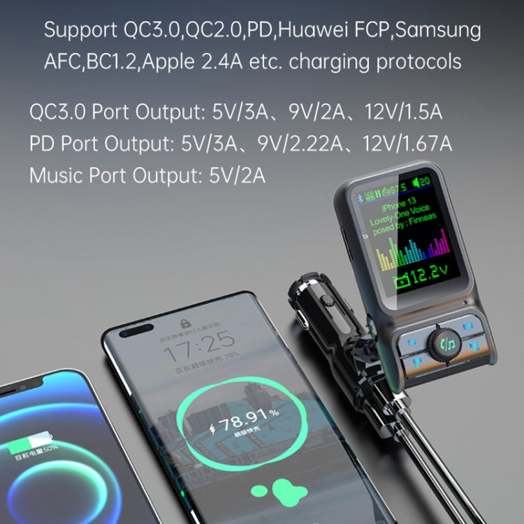 BC85 炫彩屏顯車載藍牙5.0FM發射器MP3播放器