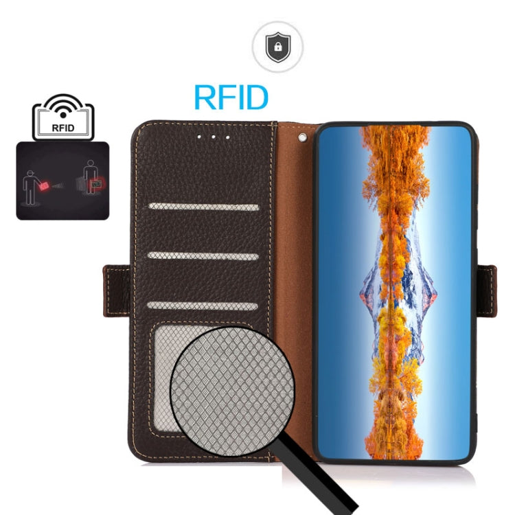 KHAZNEH 真皮側吸荔枝紋RFID防盜刷手機皮套