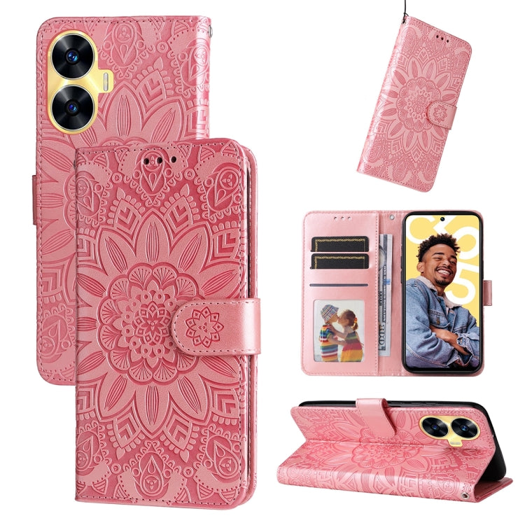 壓花向陽花手機皮套, For Realme C67 Global / 11 5G Taiwan Version, For Realme 11 4G Global, For Realme C53 / Narzo N53, For Realme 11, For Realme 11 Pro / 11 Pro+, For Realme C65 4G, For Realme C55, For Realme GT Neo 5 5G / GT3