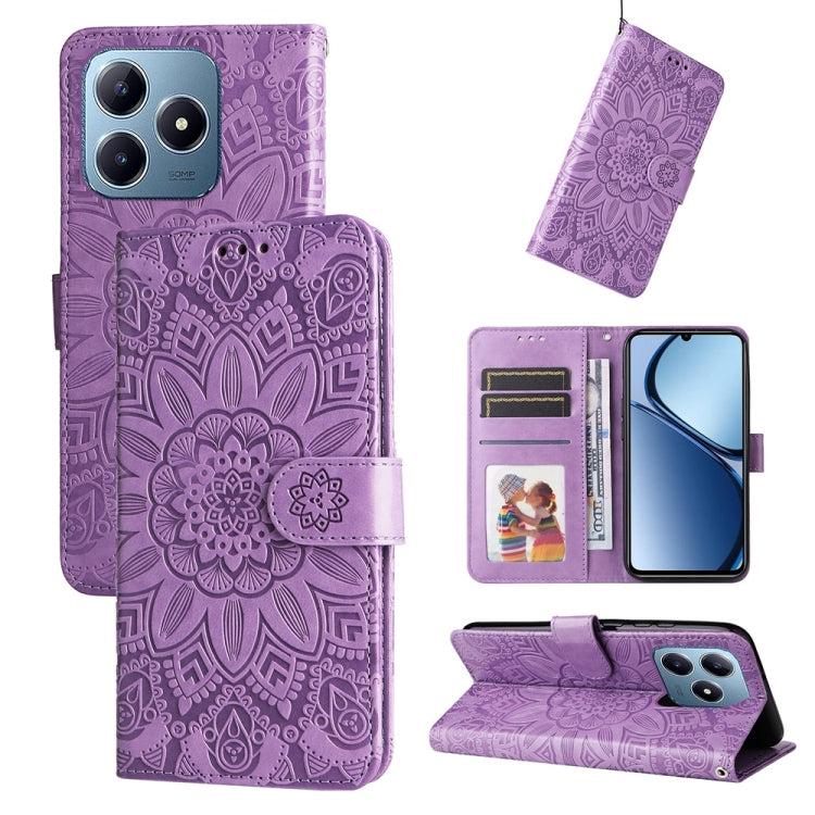 壓花向陽花手機皮套, For Realme GT 7 Pro, For Realme 13+, For Realme 13 Pro / 13 Pro+ / P1 Pro Global, For Realme GT 6 / GT Neo6 SE, For Realme C63 / C61  / Note 60, For Realme 12 5G, For Realme 12+, For Realme 12 Pro+, For Realme C67 4G Global