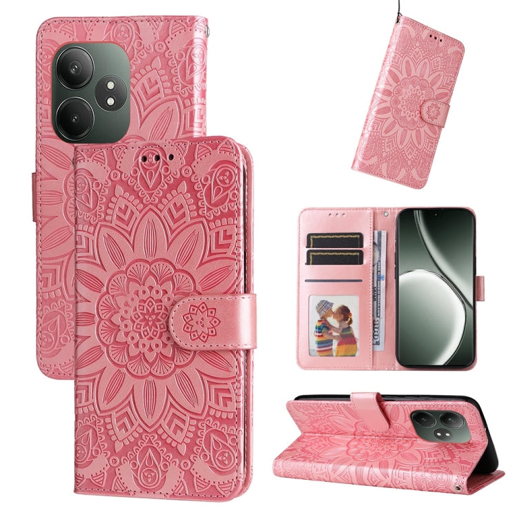 壓花向陽花手機皮套, For Realme GT 7 Pro, For Realme 13+, For Realme 13 Pro / 13 Pro+ / P1 Pro Global, For Realme GT 6 / GT Neo6 SE, For Realme C63 / C61  / Note 60, For Realme 12 5G, For Realme 12+, For Realme 12 Pro+, For Realme C67 4G Global