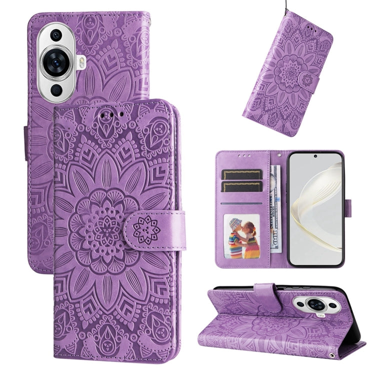 壓花向陽花手機皮套, For Huawei nova 11 SE, For Huawei nova 12 Pro, For Huawei Mate 60, For Huawei Mate 60 Pro, For Huawei nova 11 Pro, For Huawei nova 11