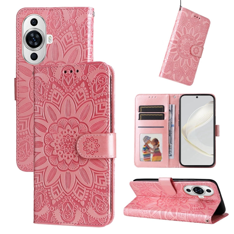壓花向陽花手機皮套, For Huawei nova 11 SE, For Huawei nova 12 Pro, For Huawei Mate 60, For Huawei Mate 60 Pro, For Huawei nova 11 Pro, For Huawei nova 11