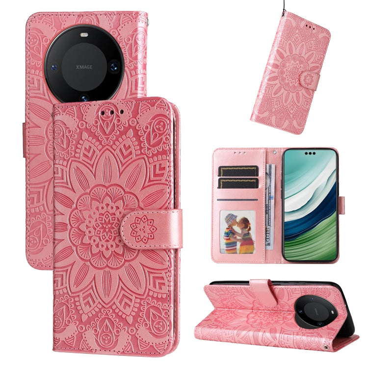 壓花向陽花手機皮套, For Huawei nova 11 SE, For Huawei nova 12 Pro, For Huawei Mate 60, For Huawei Mate 60 Pro, For Huawei nova 11 Pro, For Huawei nova 11