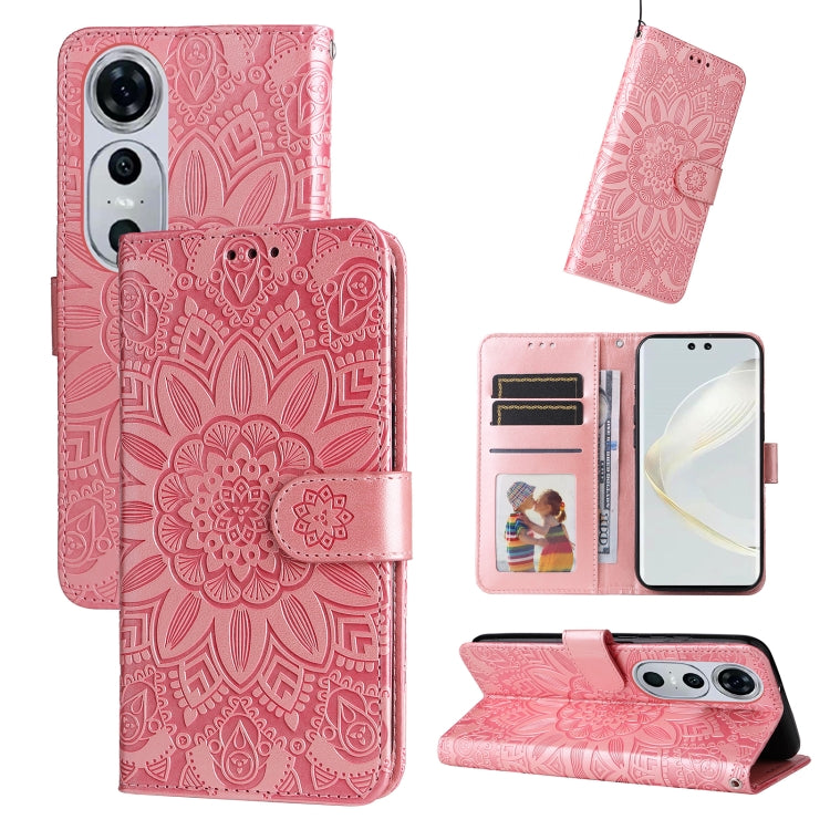 壓花向陽花手機皮套, For Huawei nova 11 SE, For Huawei nova 12 Pro, For Huawei Mate 60, For Huawei Mate 60 Pro, For Huawei nova 11 Pro, For Huawei nova 11