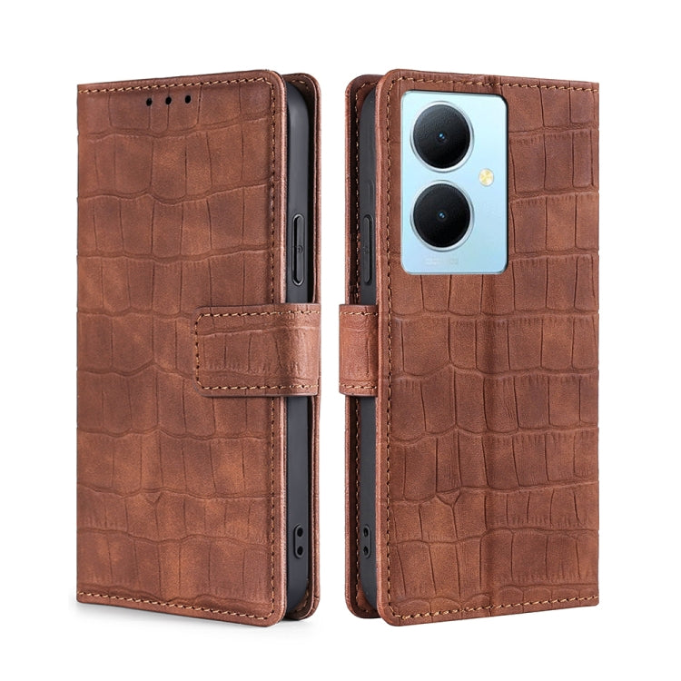 膚感鱷魚紋搭扣手機皮套, For vivo iQOO Z7x, For vivo Y78 Plus 5G