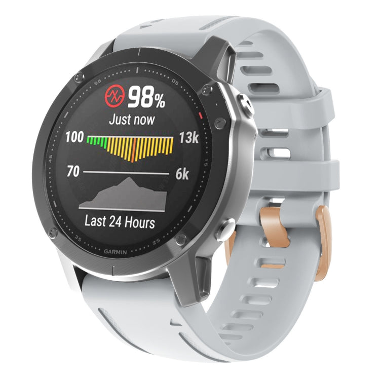 20mm 玫瑰金鋼扣硅膠錶帶, For Garmin Fenix 7S / 6S Pro / 5S Plus