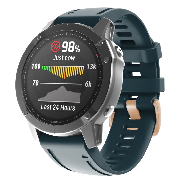 20mm 玫瑰金鋼扣硅膠錶帶, For Garmin Fenix 7S / 6S Pro / 5S Plus