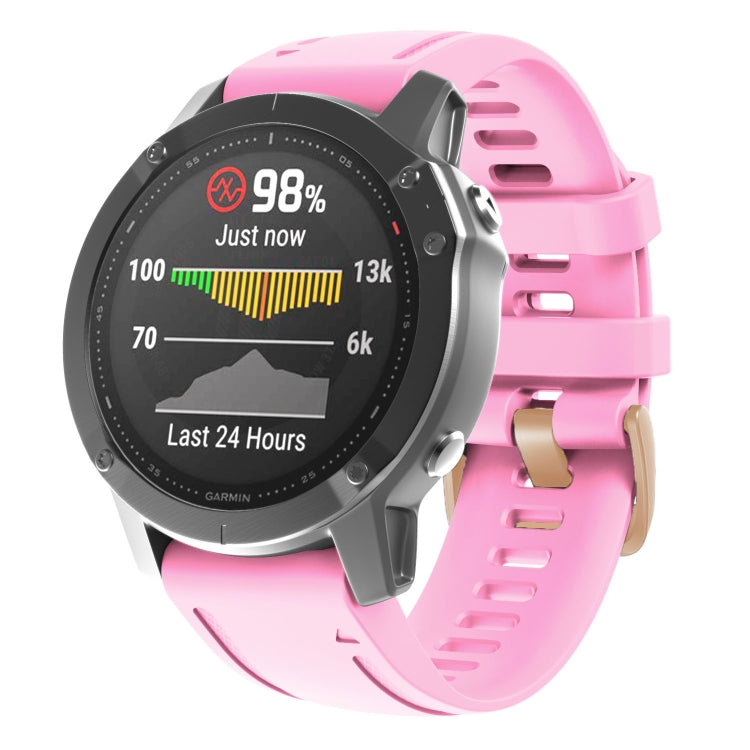20mm 玫瑰金鋼扣硅膠錶帶, For Garmin Fenix 7S / 6S Pro / 5S Plus